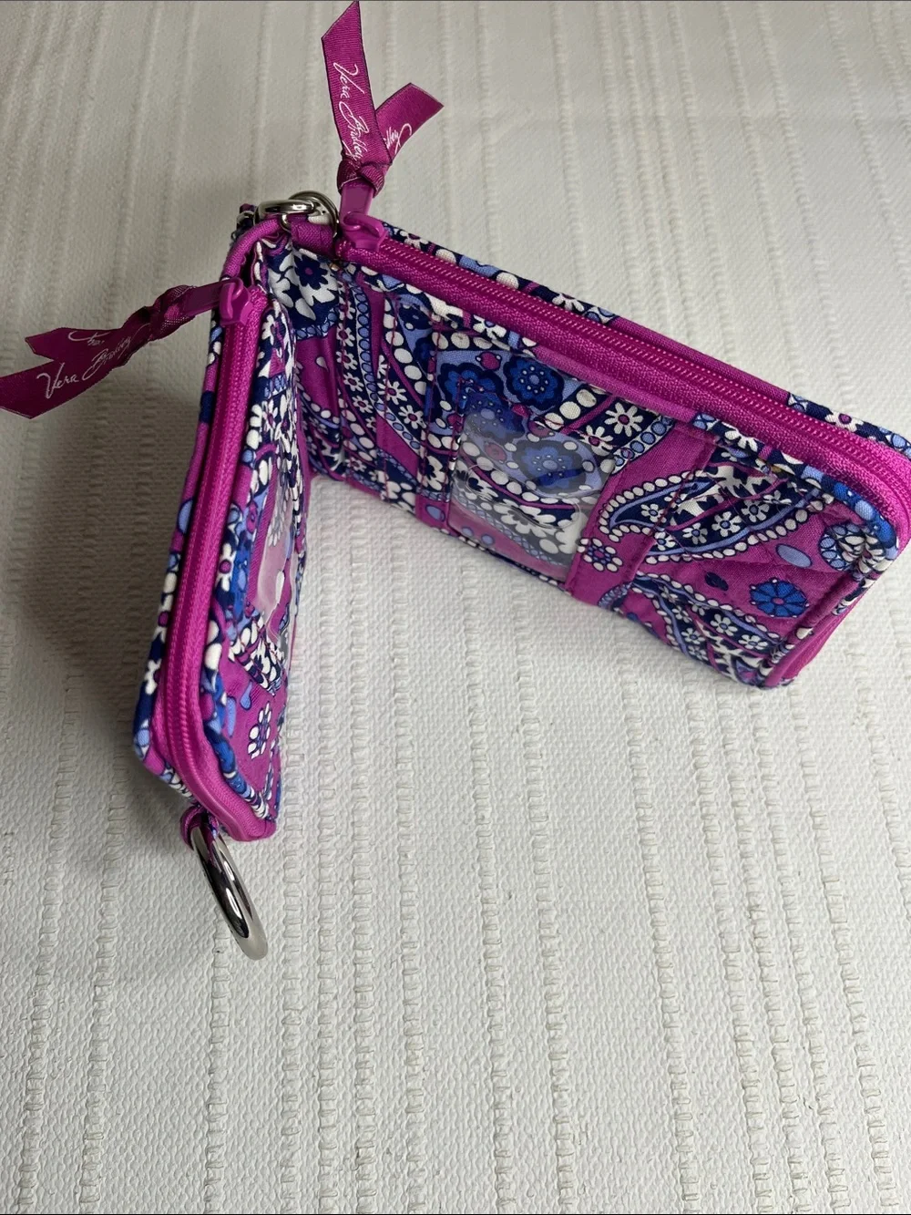 Vera Bradley Purple Paisley Quilted Wristlet Phone &double ID wallet Boysenberry